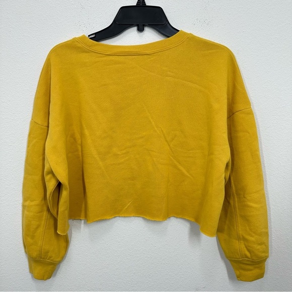 Truce Girls Mustard Yellow Embellished Stretch Cotton Cropped Sweatshirt Size 14 - Picture 4 of 4